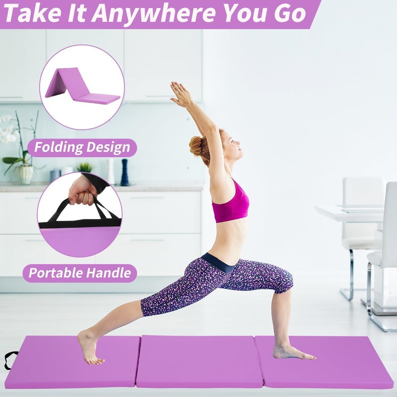 BLKMTY Gymnastics Mats - 2'x6' Folding Exercise & Yoga Mat with Carrying Handles for Kids' Tumbling & Home Gym - Image 2